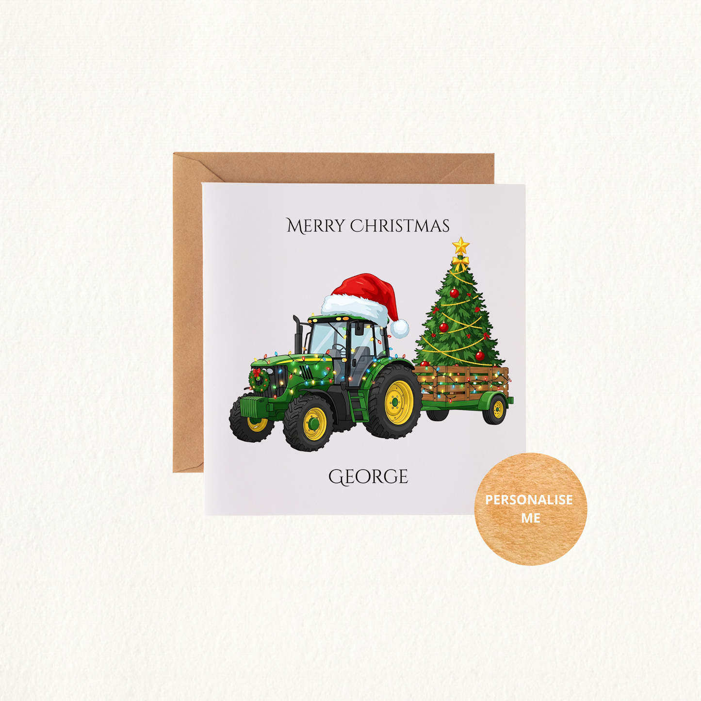 Personalised Christmas Card - Tractor