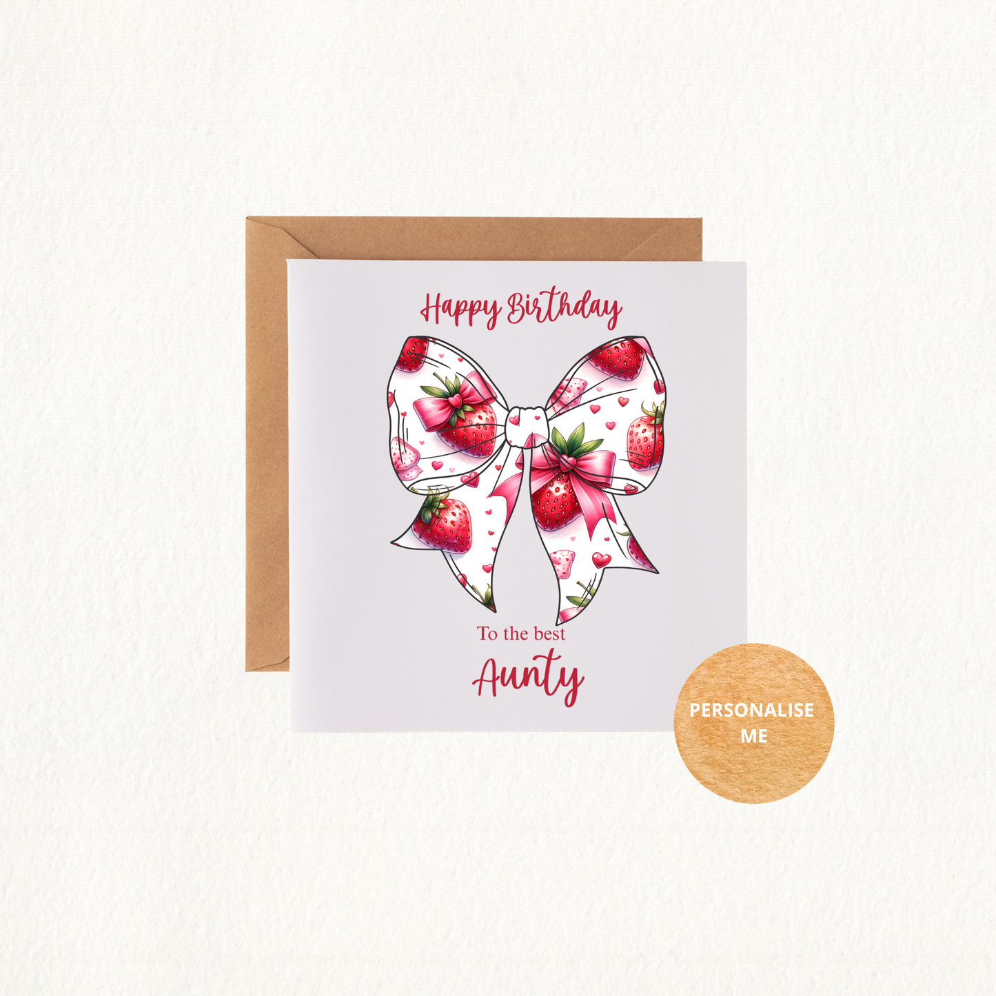 Personalised Birthday Card - Strawberry Bow