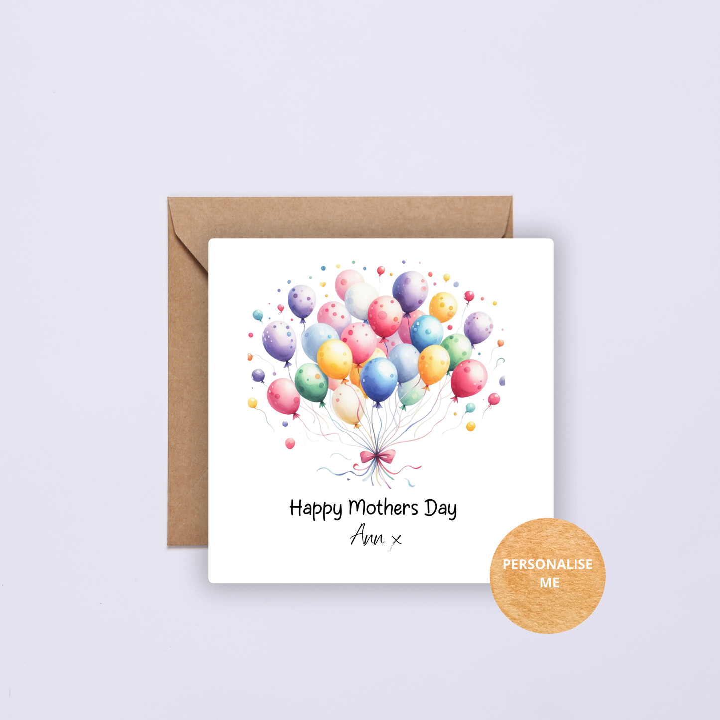 Personalised Mothers Day Card.  Balloons