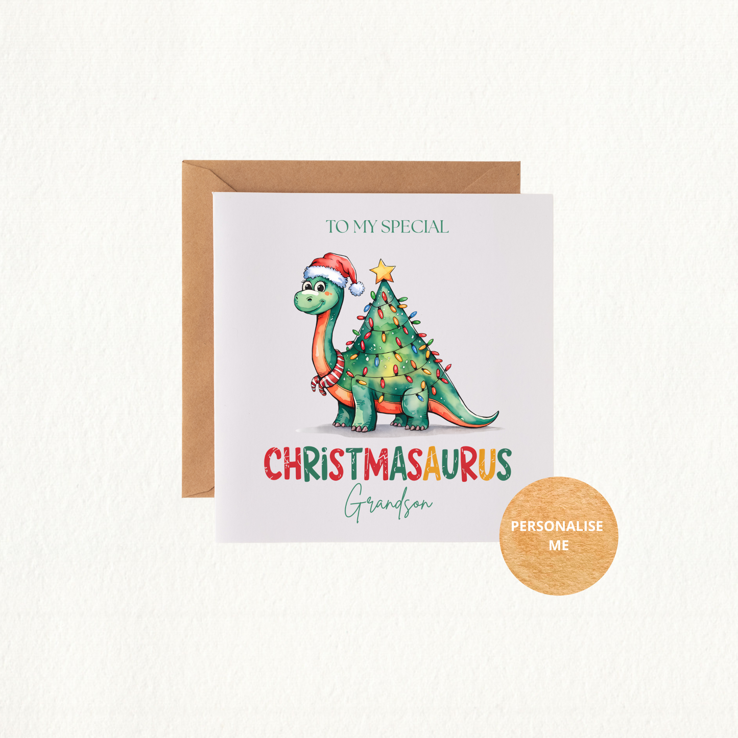 Personalised Christmas Card - Dino