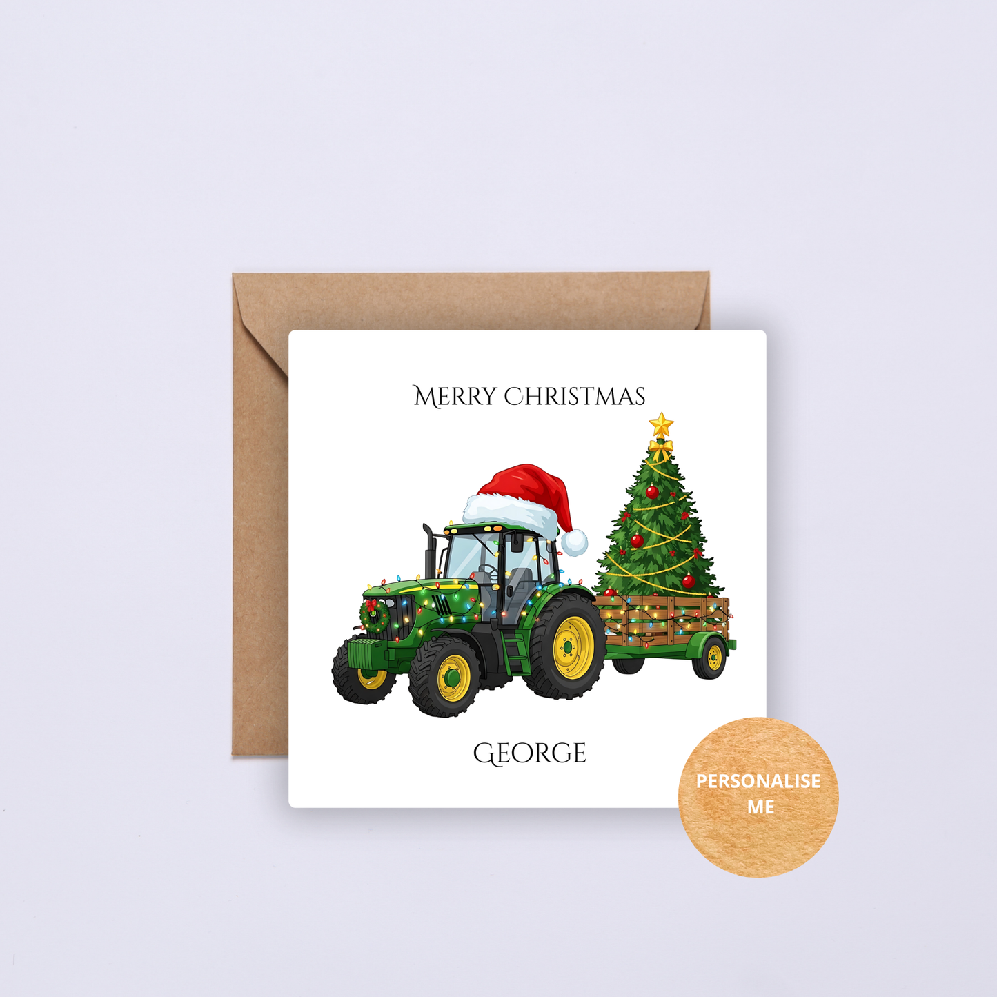 Personalised Christmas Card - Tractor