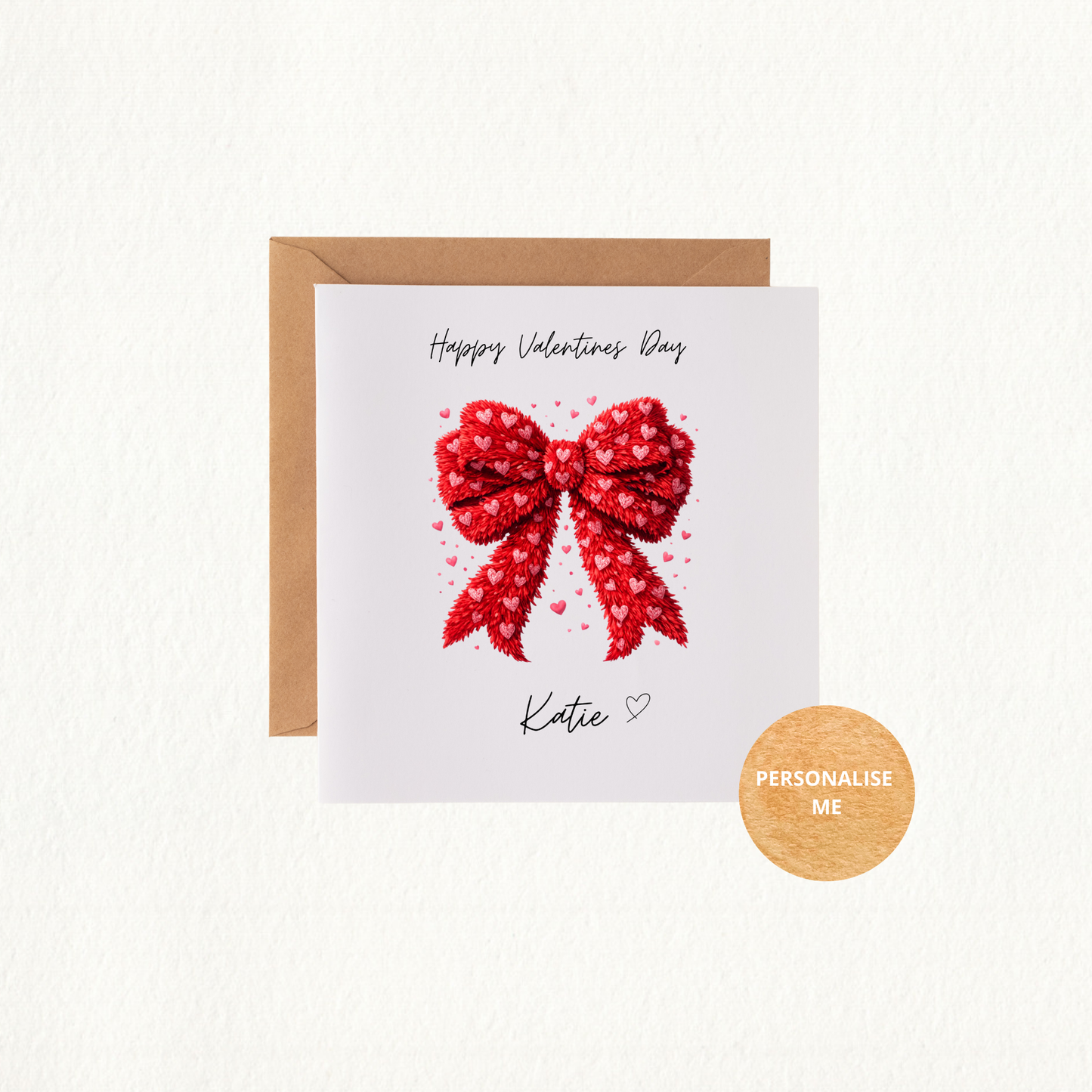 Personalised Valentines Day Card - Red Bow