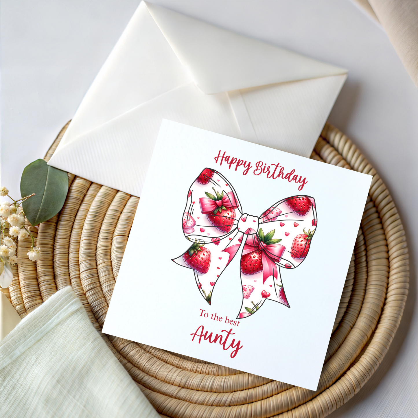 Personalised Birthday Card - Strawberry Bow