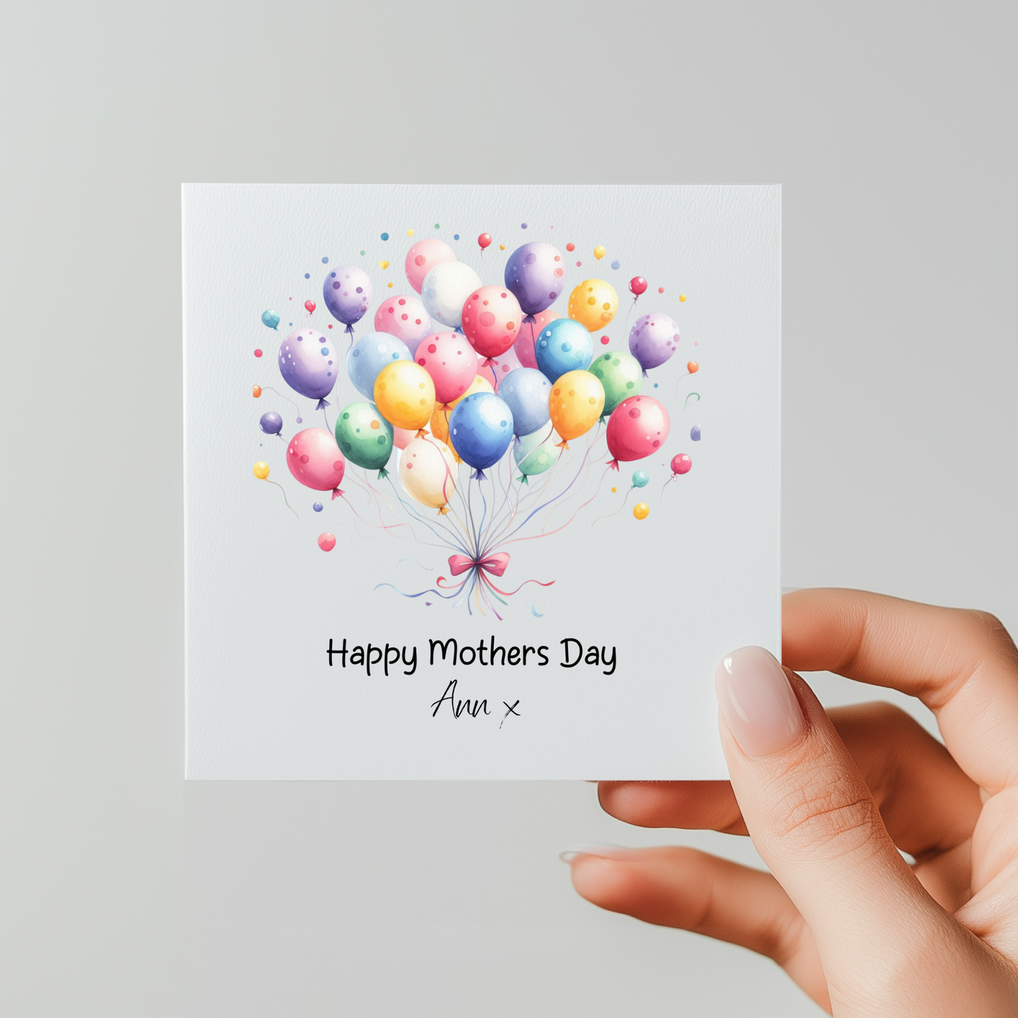 Personalised Mothers Day Card.  Balloons