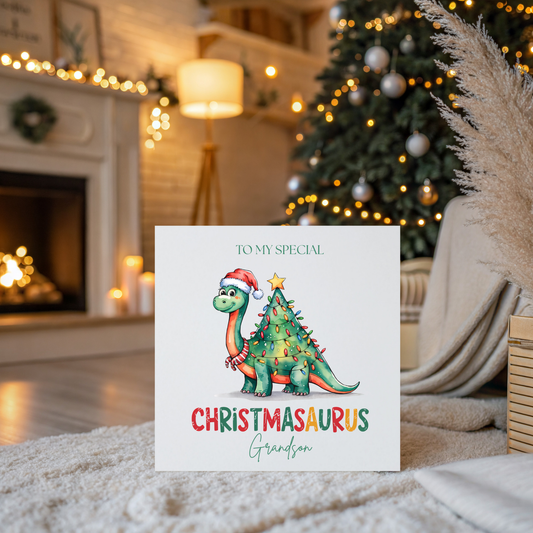 Personalised Christmas Card - Dino