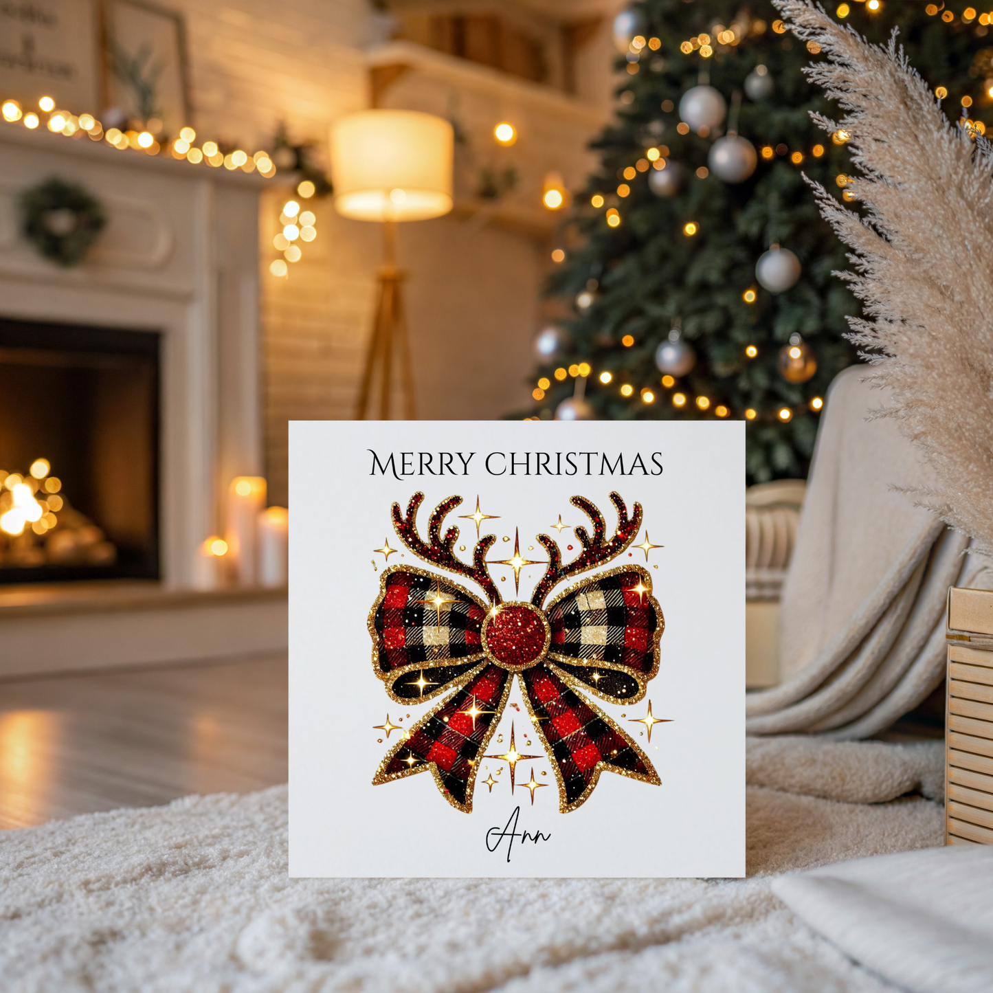 Christmas Card - Bow, Antlers