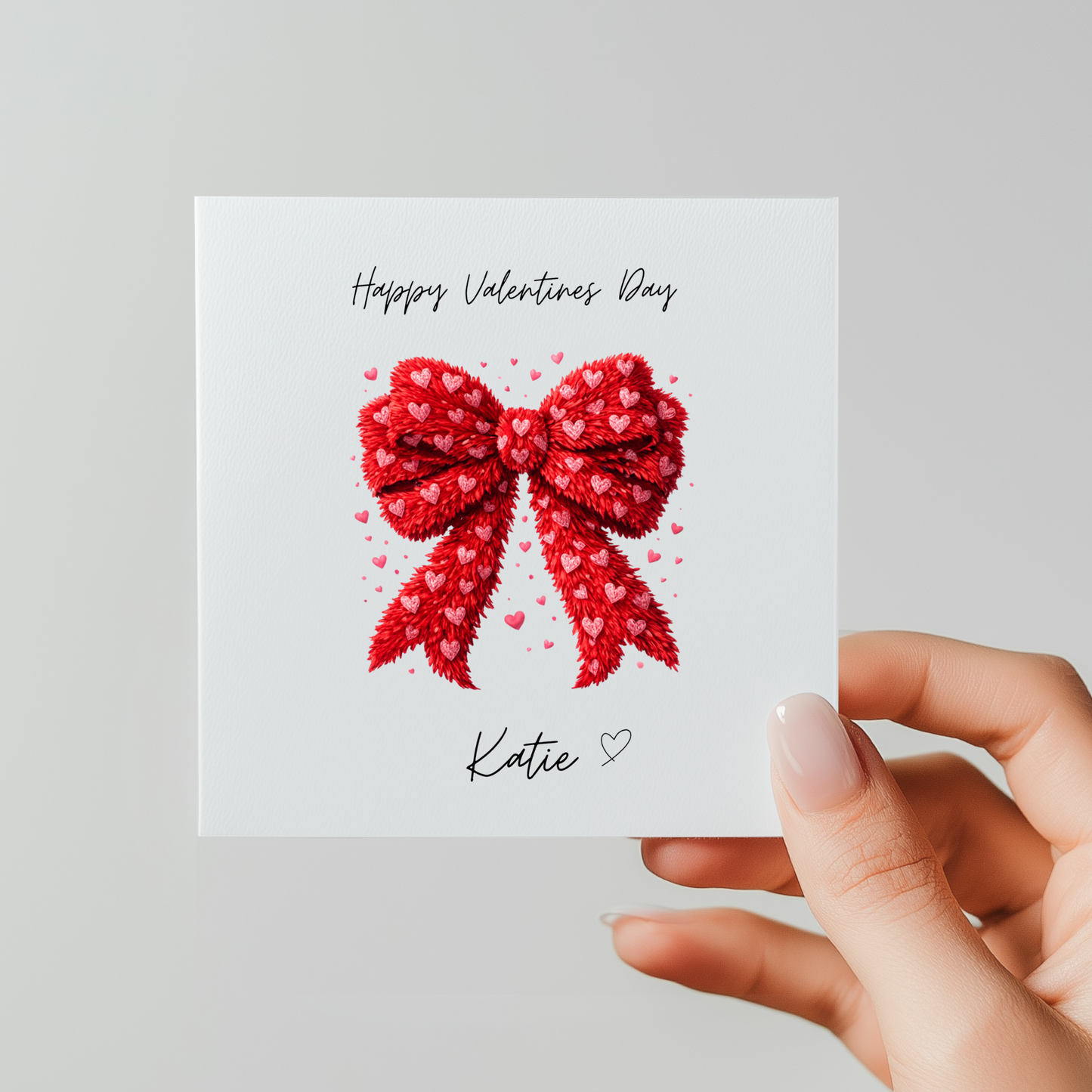 Personalised Valentines Day Card - Red Bow