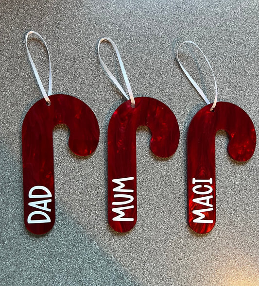 Candy Cane Baubles - Personalised