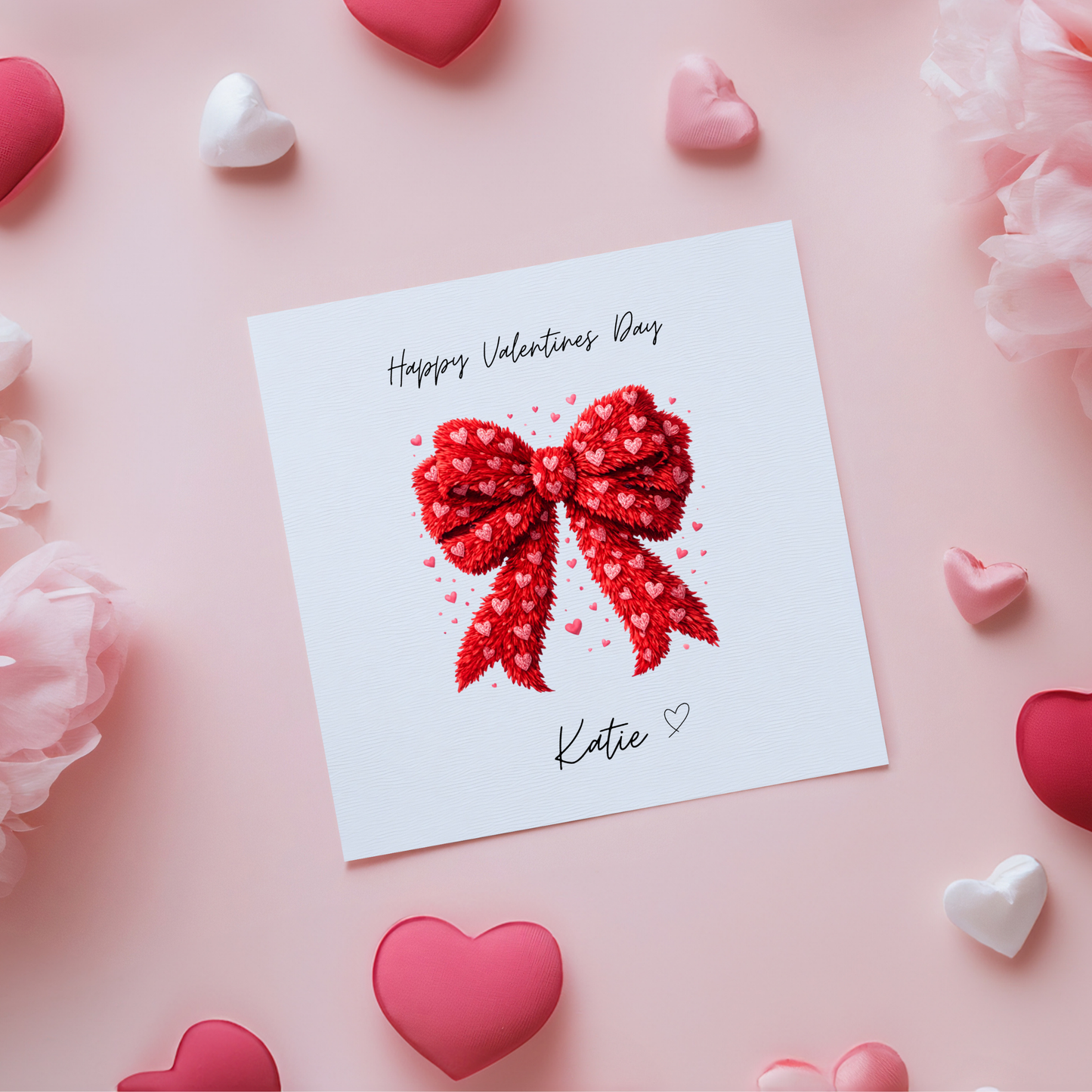 Personalised Valentines Day Card - Red Bow