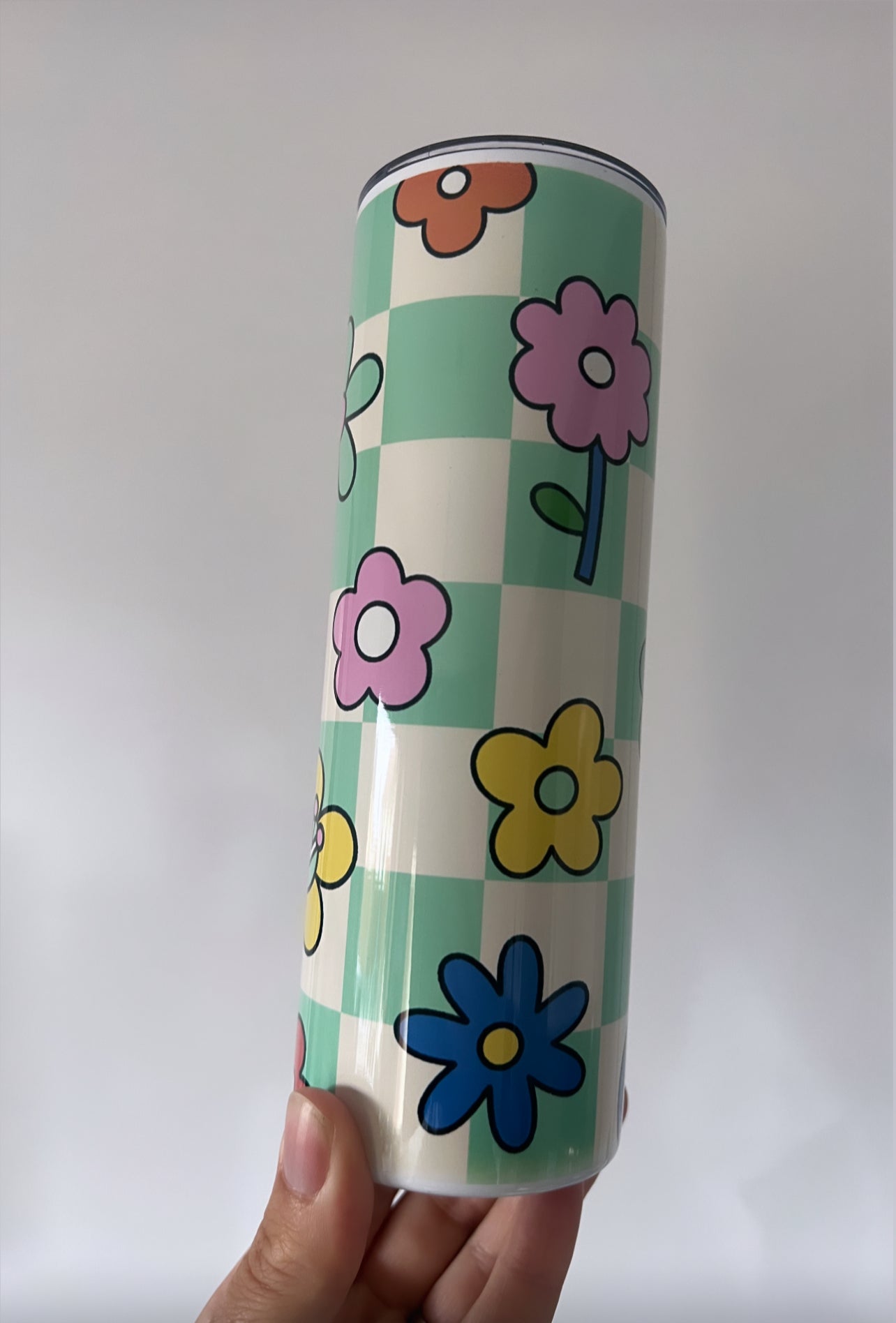 Tumbler - Retro Green Flower