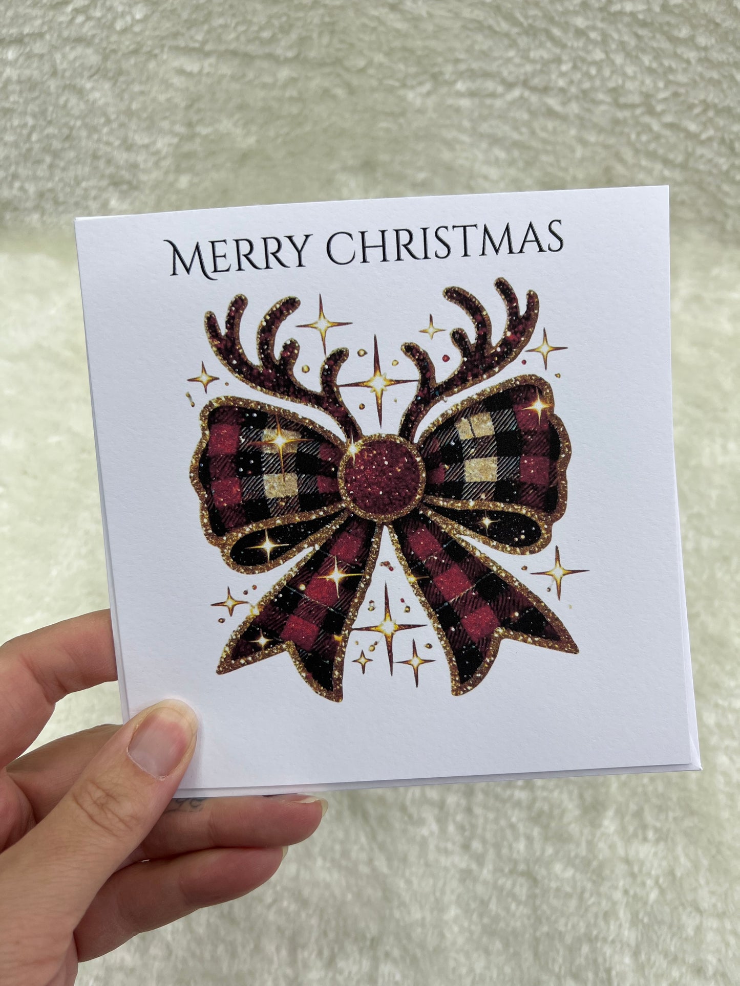 Christmas Card - Bow, Antlers
