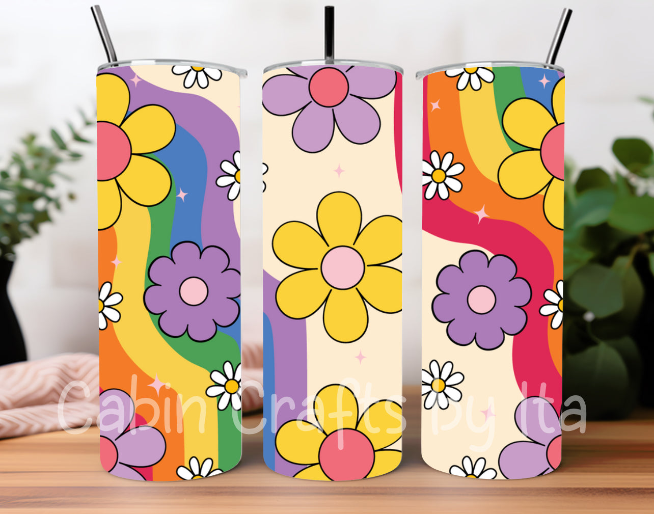 Tumbler - Retro Flowers