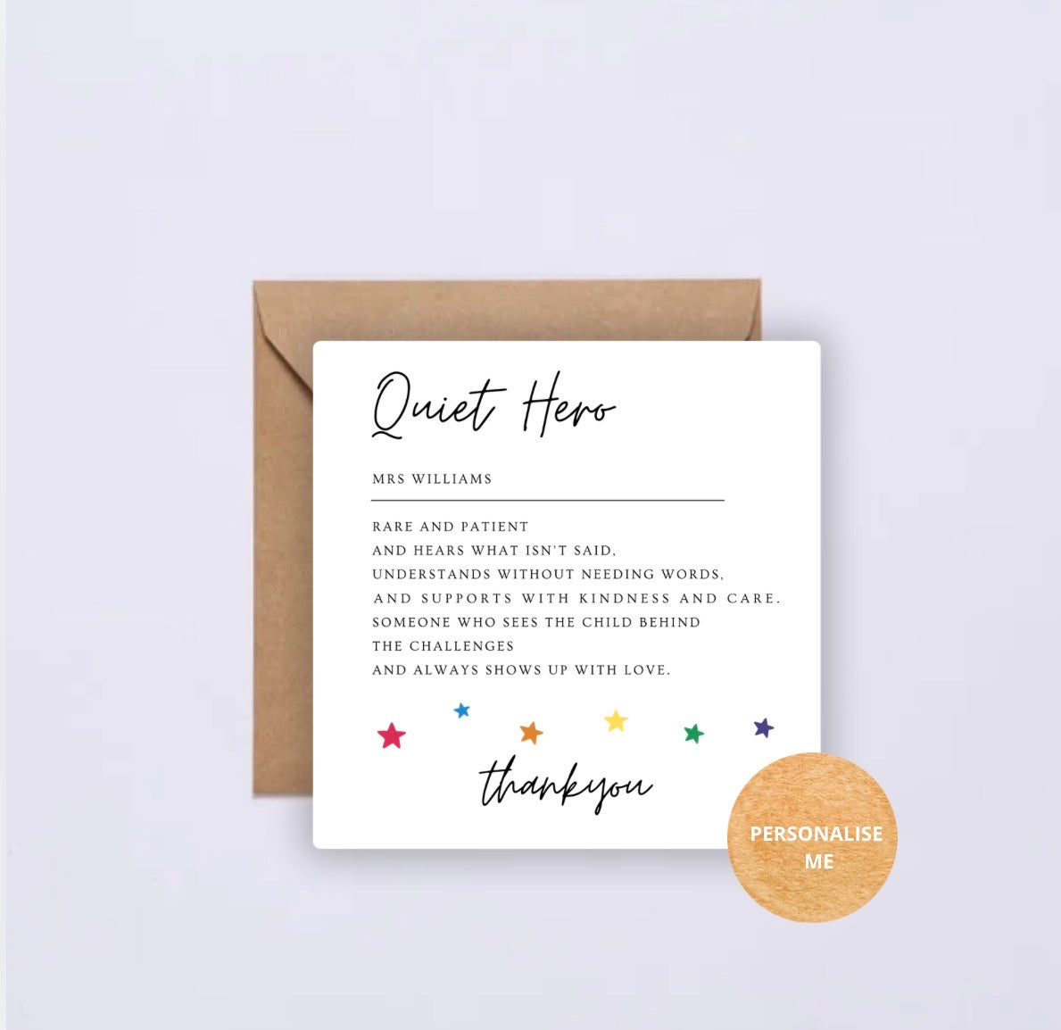 Teacher Card - Quiet Hero