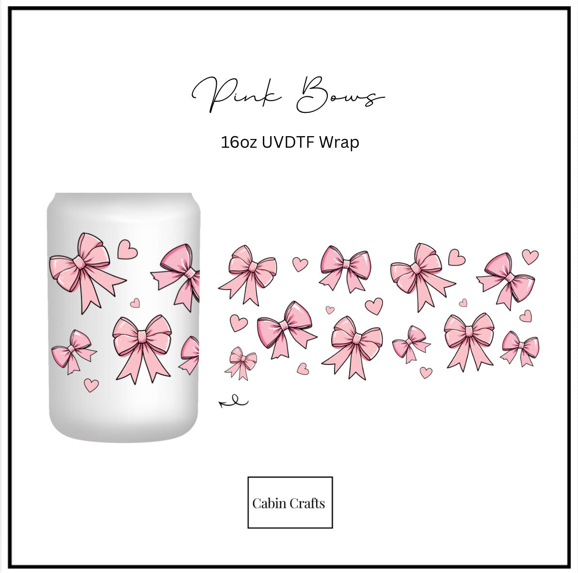Pink Bows 16oz UVDTF